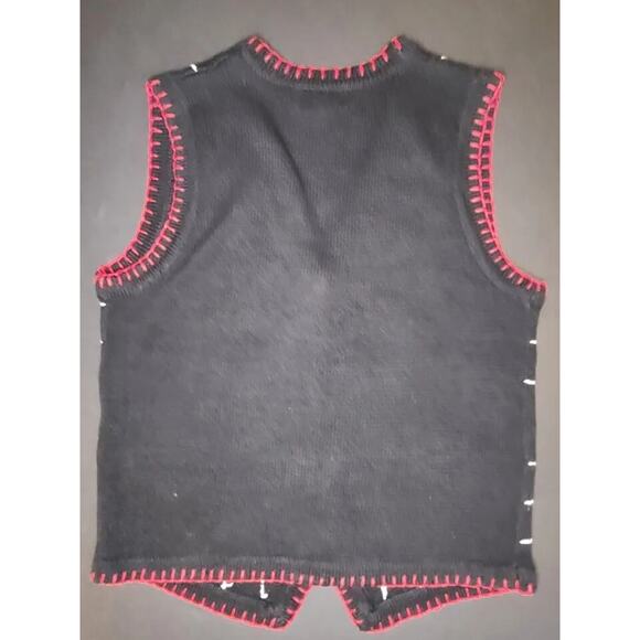 Christmas Winter Knit Sweater Vest Women’s Size 12/14 Snowmen Felt Embroidered - Picture 4 of 9